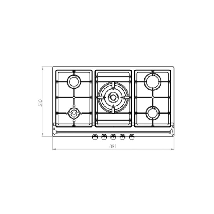 اجاق گاز پنج شعله استیل کن مدل ISD505