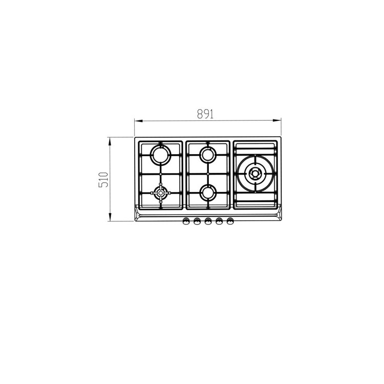 اجاق گاز پنج شعله استیل کن مدل ISD505R